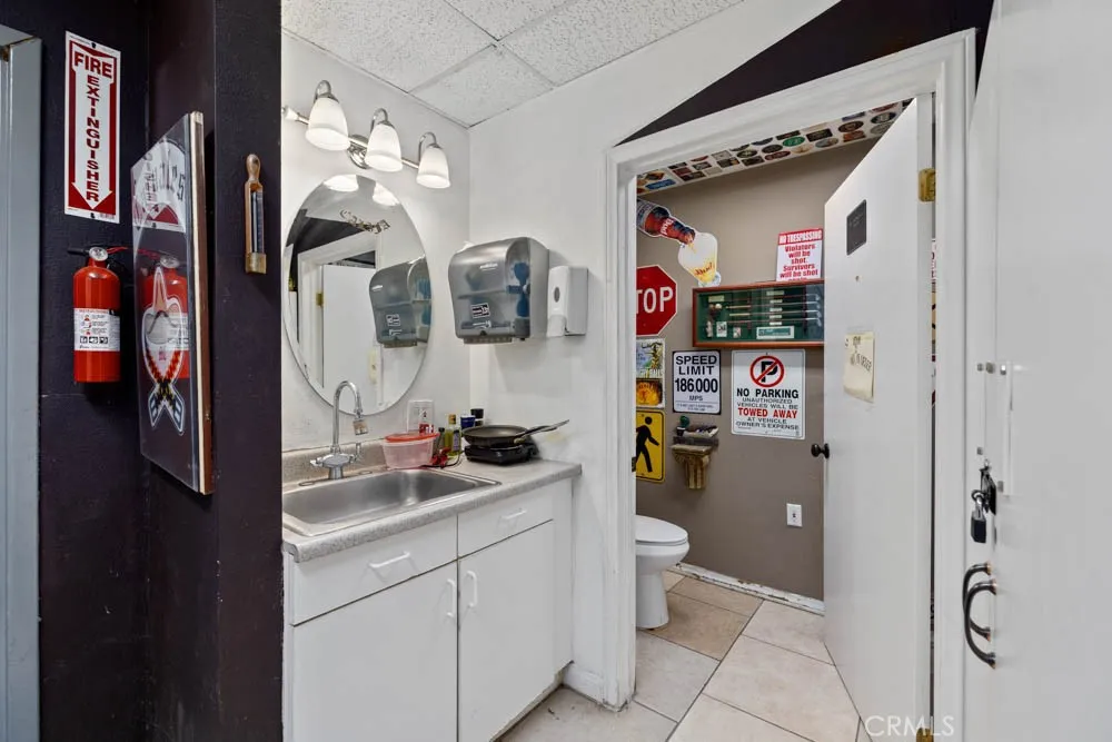 Bathroom in front office space.