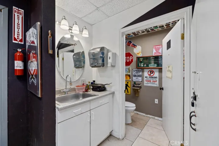Bathroom in front office space.