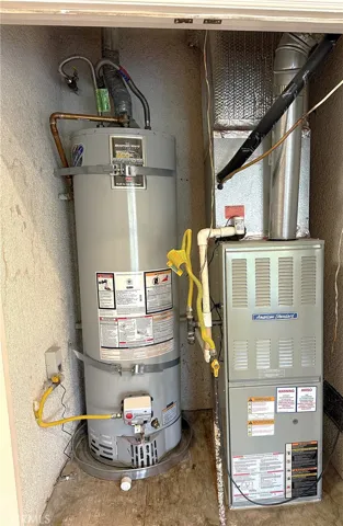 Heat and air closet along with water heater.