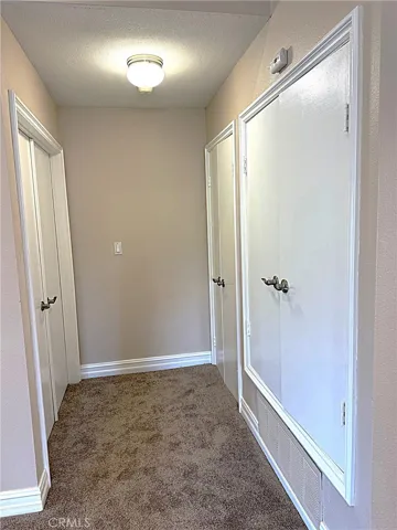 Heat and Air closet, laundry closet and double door entry to primary.