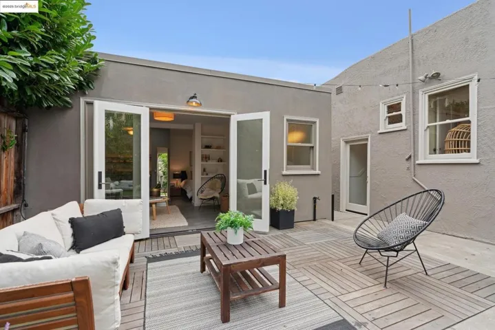 Wooden deck with outdoor lounge area