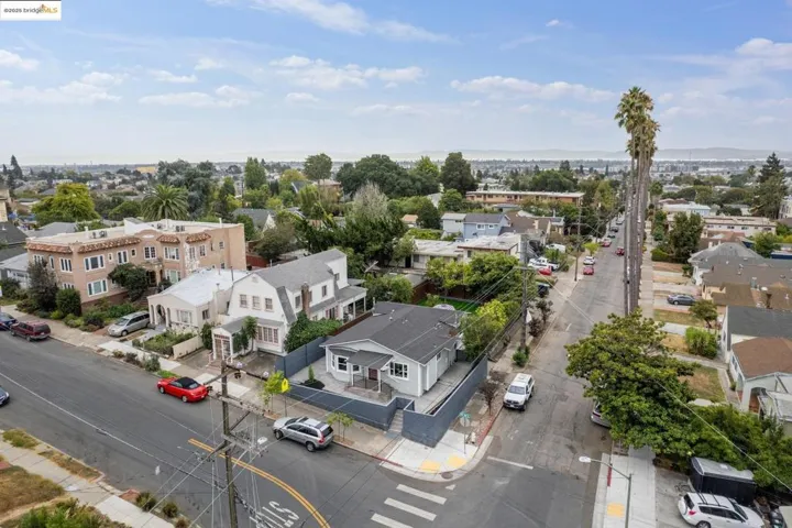 Aerial perspective of suburban area
