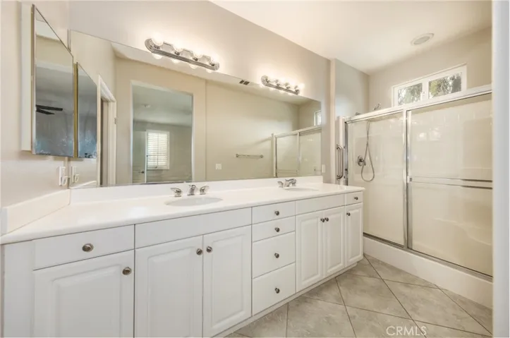 Main Bathroom with Two Vanities, Walk in Shower