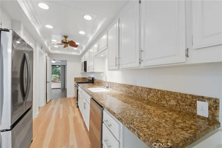 New stainless steel frig, new dishwasher, gas range and microwave.