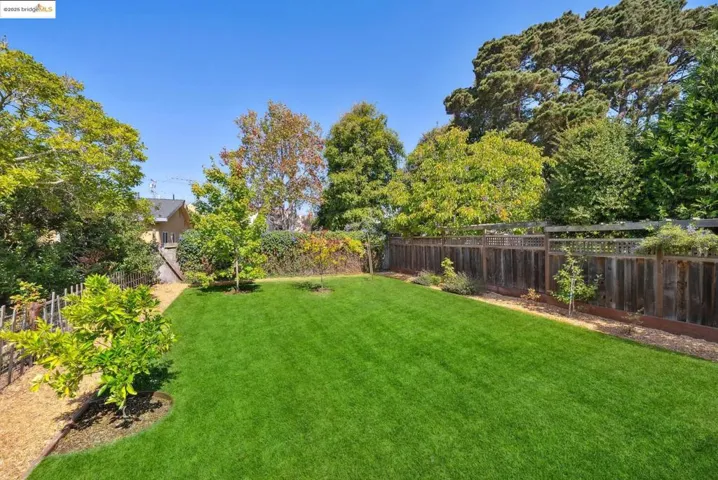 View of fenced backyard