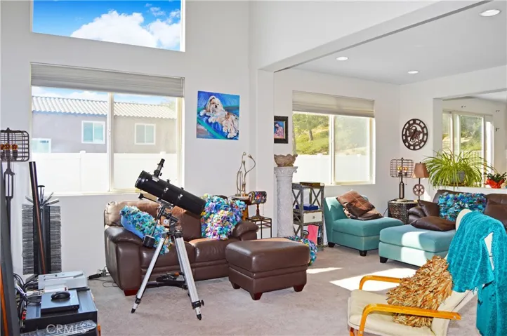 Double-Height Ceiling in the Living Room which Opens to More Living Space for an Open, Flexible Floor Plan