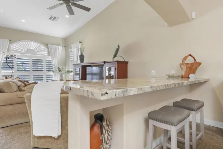 Sitting area serving counter