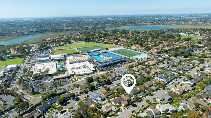 Aerial shot highlights proximity to schools and Back Back in the distance.