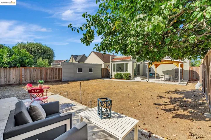 Back of house with a patio, a fenced backyard, and outdoor lounge area