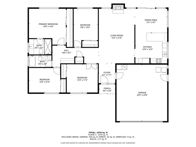 Floorplan - Please note - the square footage on the floorplan was estimated by CubiCasa software and should not be considered accurate, only estimated.
