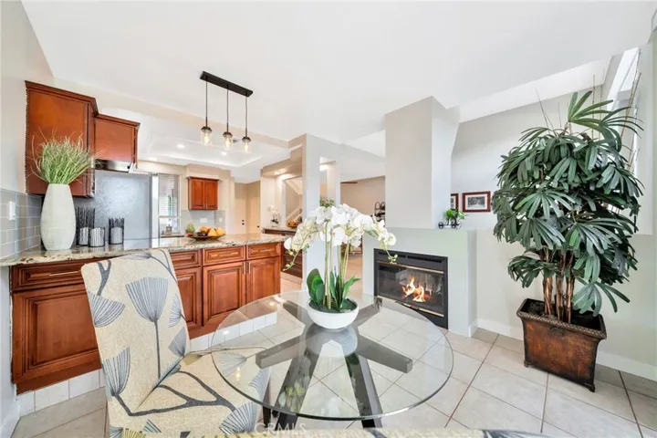 Bar height counter and cozy fire place