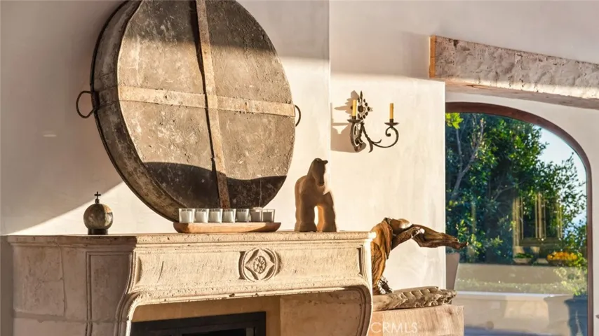 Living room fireplace mantel