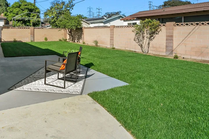 Peaceful Patio in new Marathon sod & sprinklers