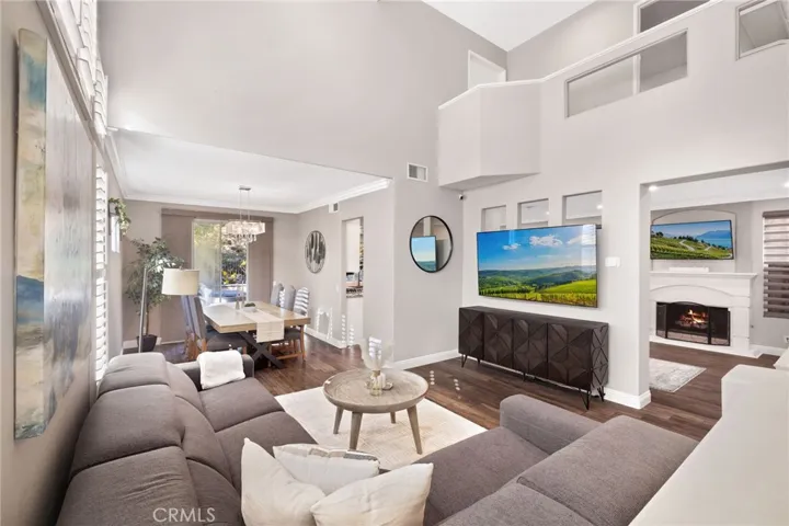 Living room with cathedral ceilings