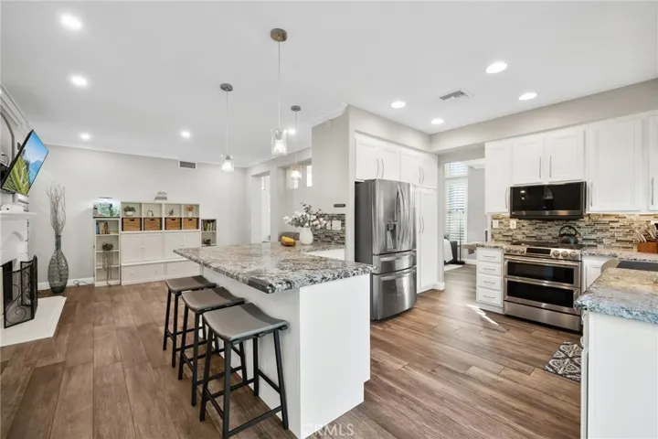 Bright kitchen open to family room