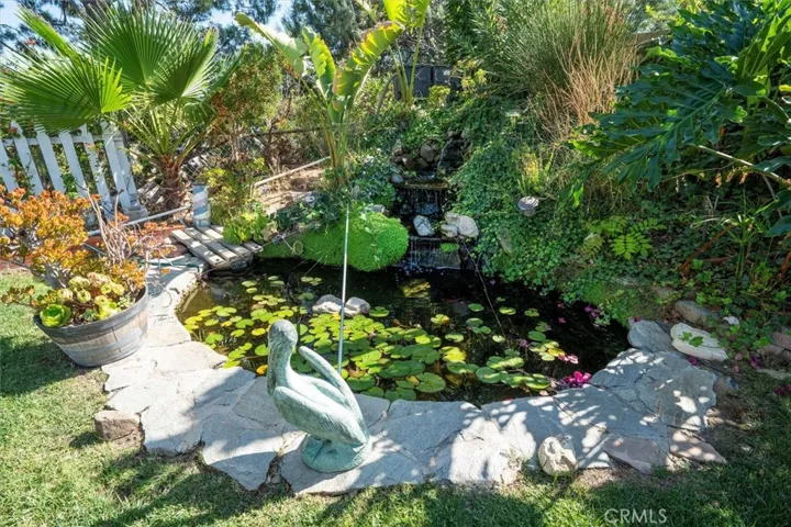 Koi pond with a waterfall feature