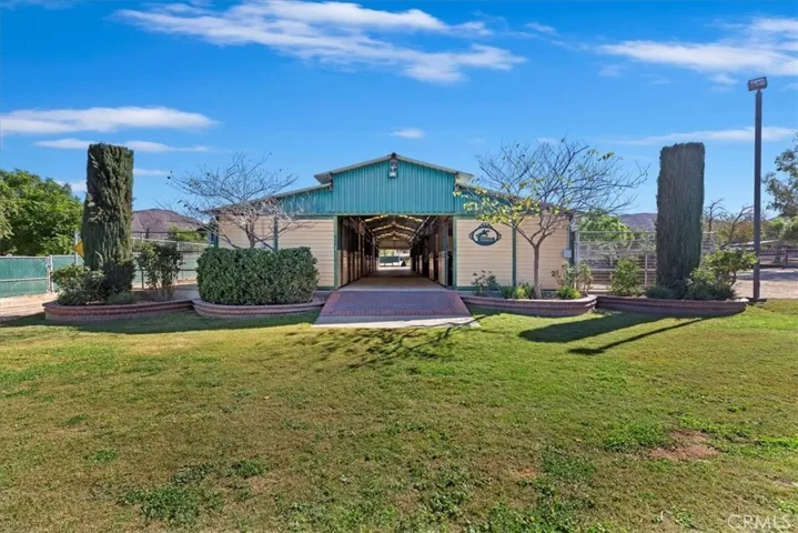 Front view of the barn