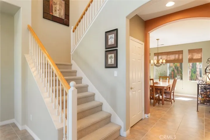 Wooden staircase with baluster spindles