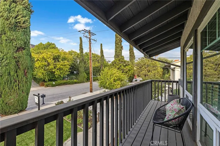 The balcony of the primary bedroom.
