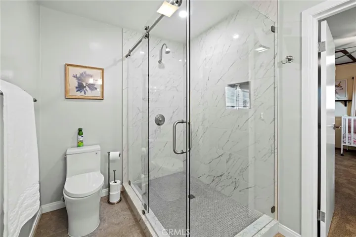 A large walk-in shower.
