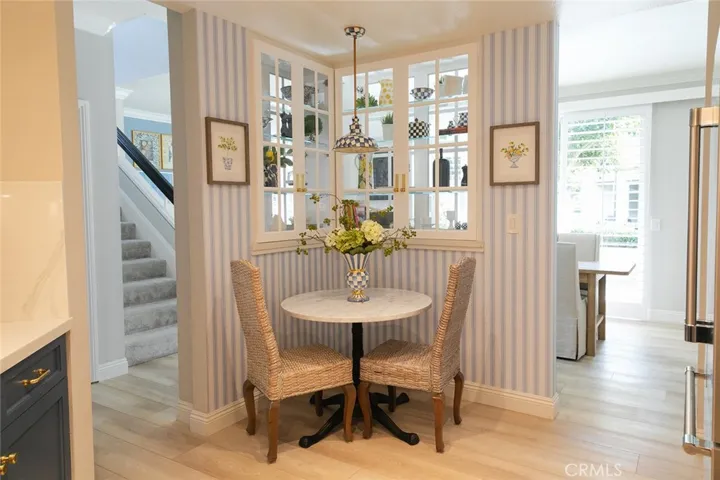 breakfast nook with custom wallpaper