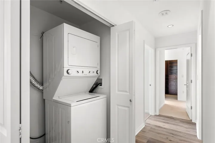 In-unit laundry with stacked washer and dryer