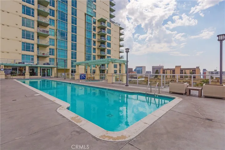 Rooftop pool with panoramic city views