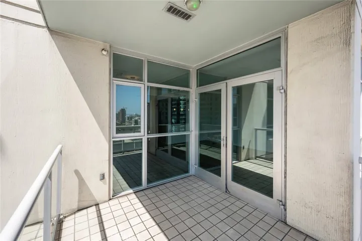 Covered balcony space for outdoor seating