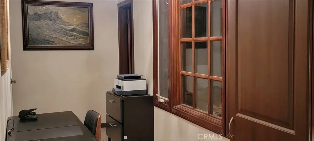 Separate Office w/Desk, Filing Cab, Printer & Supply Cabinet