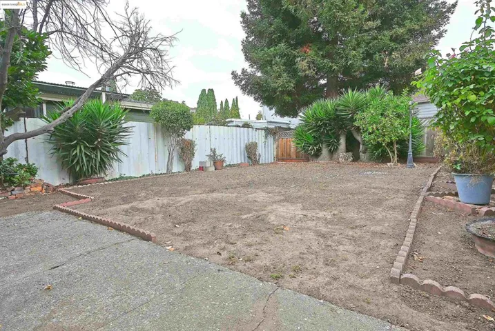 View of fenced backyard