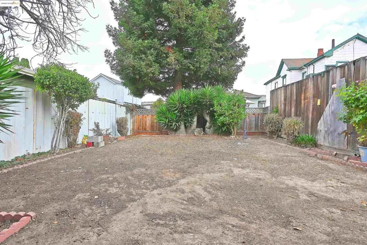 View of fenced backyard