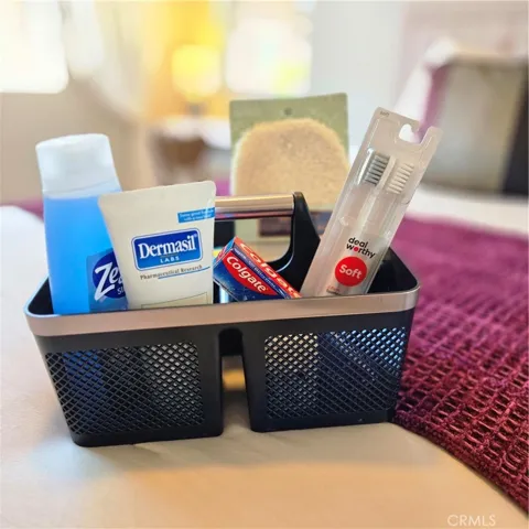 Complimentary toiletry Caddy provided for new guests