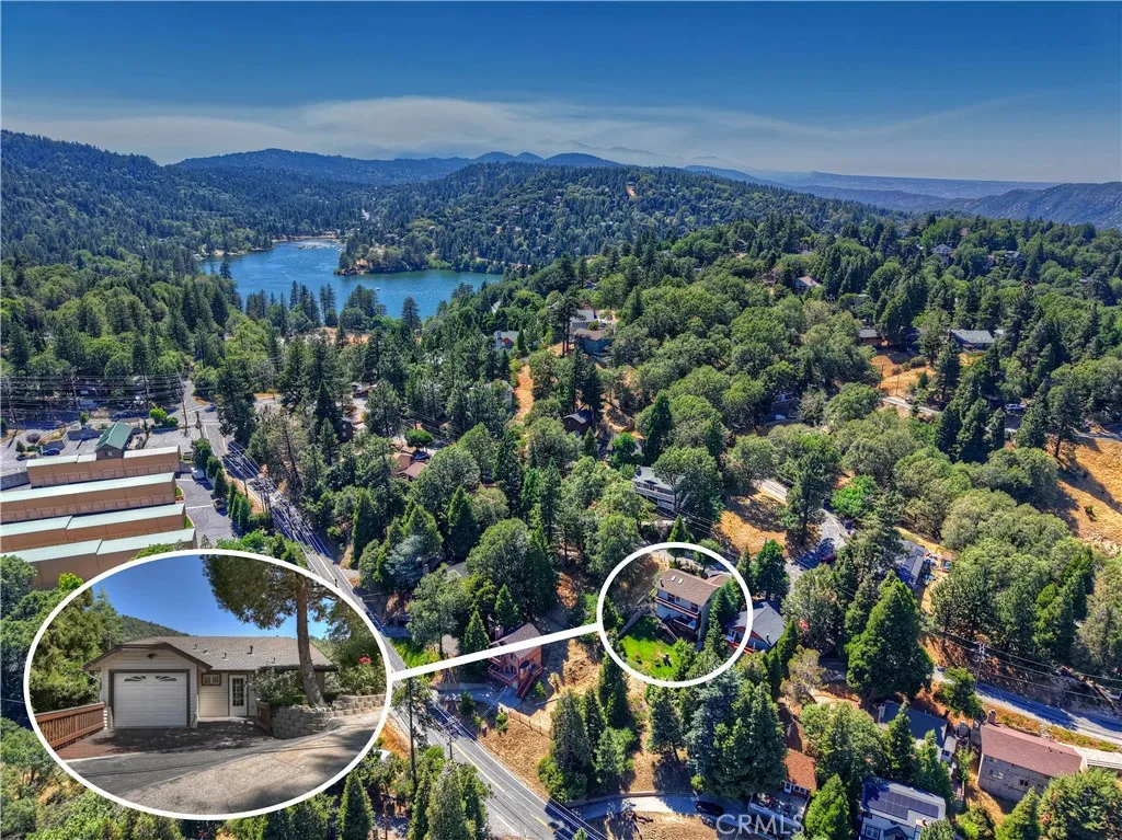 Drone shot showing the lake