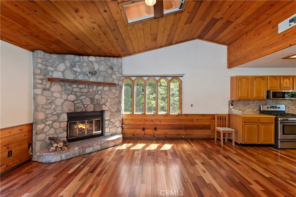 Stone fireplace