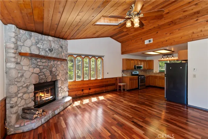 Stone fireplace
