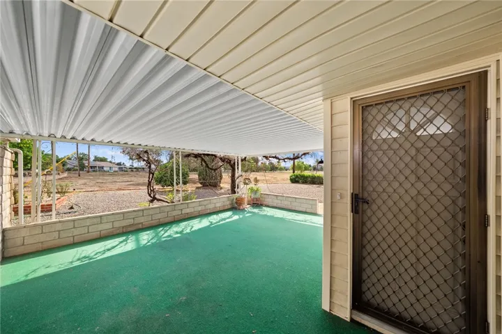 covered patio and side door access