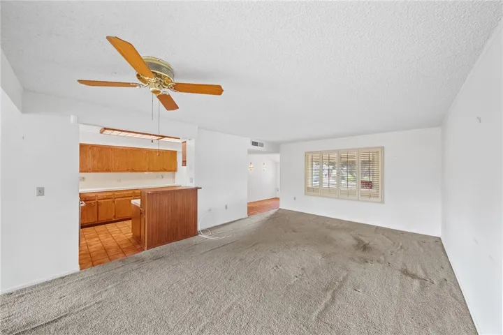 living room and partial view of kitchen
