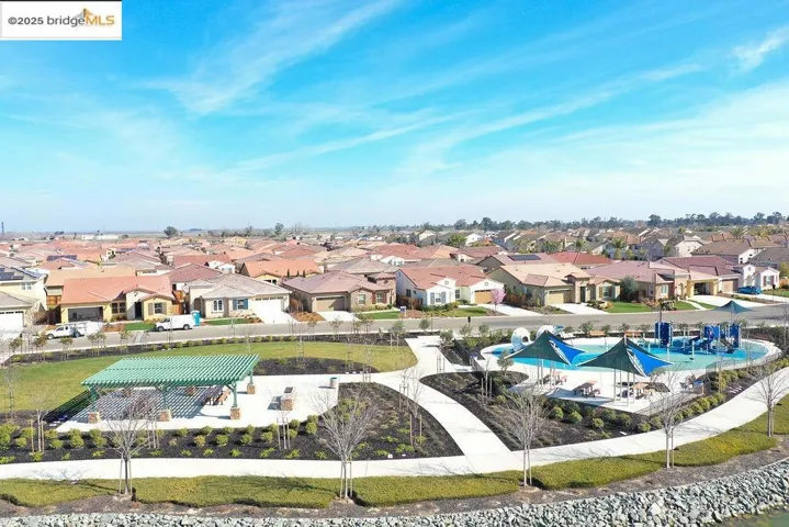 Aerial perspective of suburban area