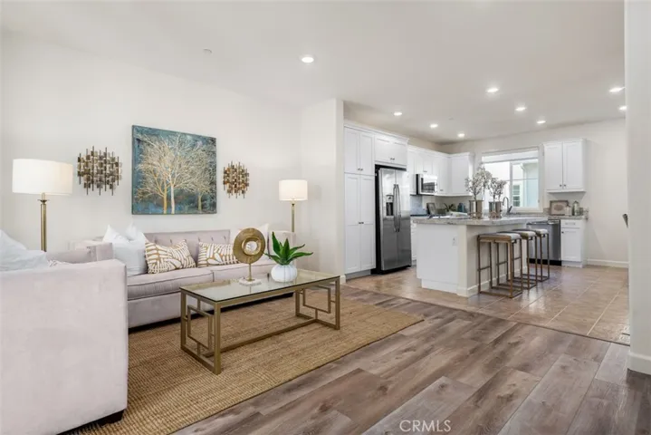 Open, clean and crisp living and kitchen area
