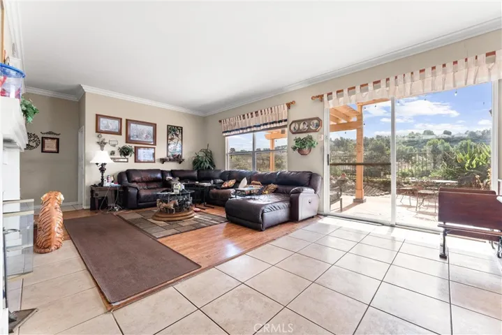 Family room with sliding glass door to the entertainer's backyard!