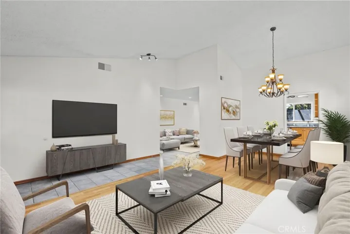 Virtually staged Living and Dining