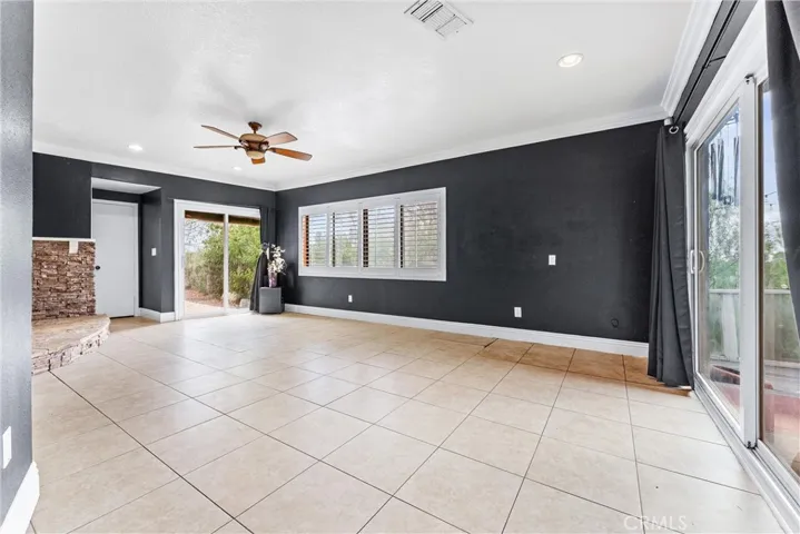 Family room with access to the patio and views