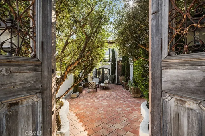 Courtyard Foyer-Embark on an Old World Journey through 500-Year-Old Wooden Gates of Italy, Locking with Security Camera/DoorBell Ring Outside/View West