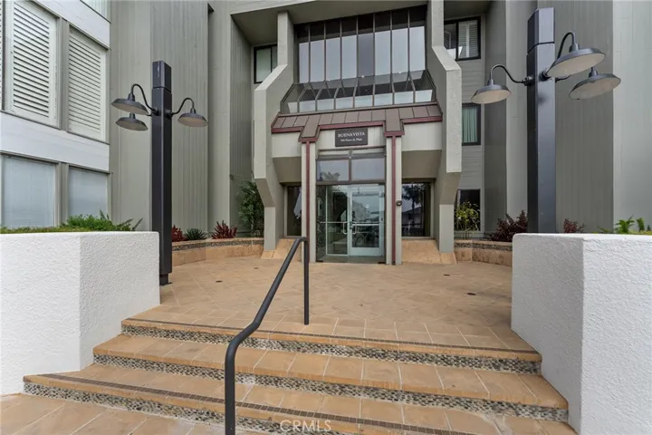 Secured entry with keypad for guests to call to be buzzed in.