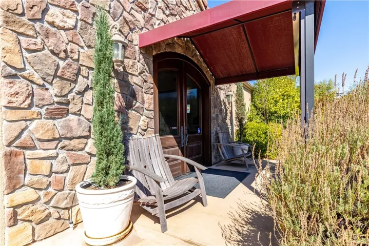 Charming tasting room with stone exterior.