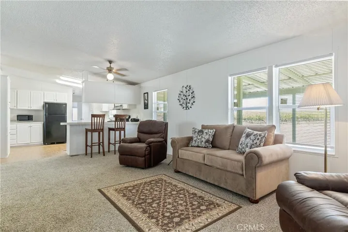 Well-designed open concept inside the mobile home.