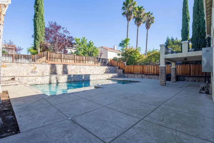 View of swimming pool featuring a patio area and a fenced backyard