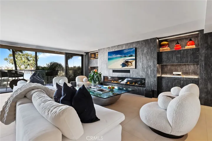 Living room with slider patio door