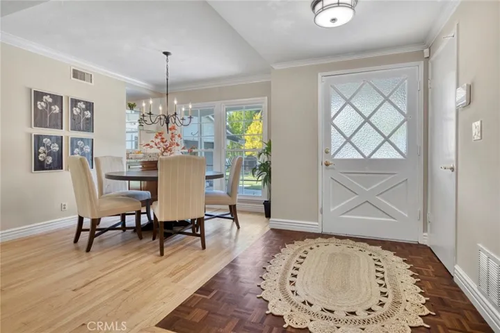 Entry way and dining space
