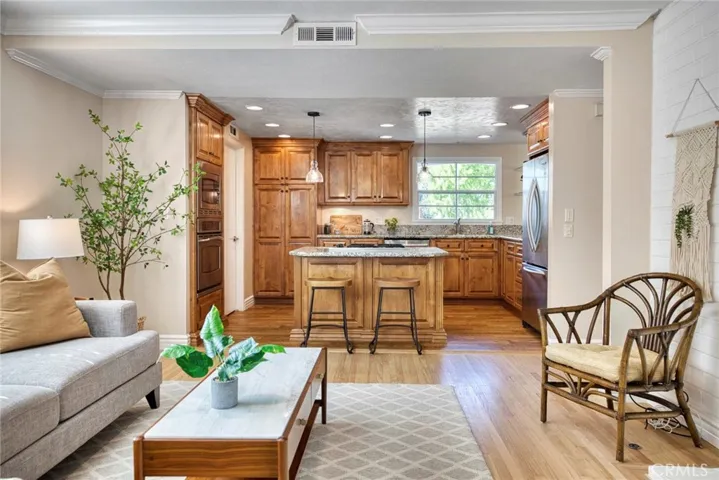 Living area into kitchen